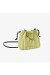 Charles Keith Pleated Covered Shoulder Bucket Bag Yellow